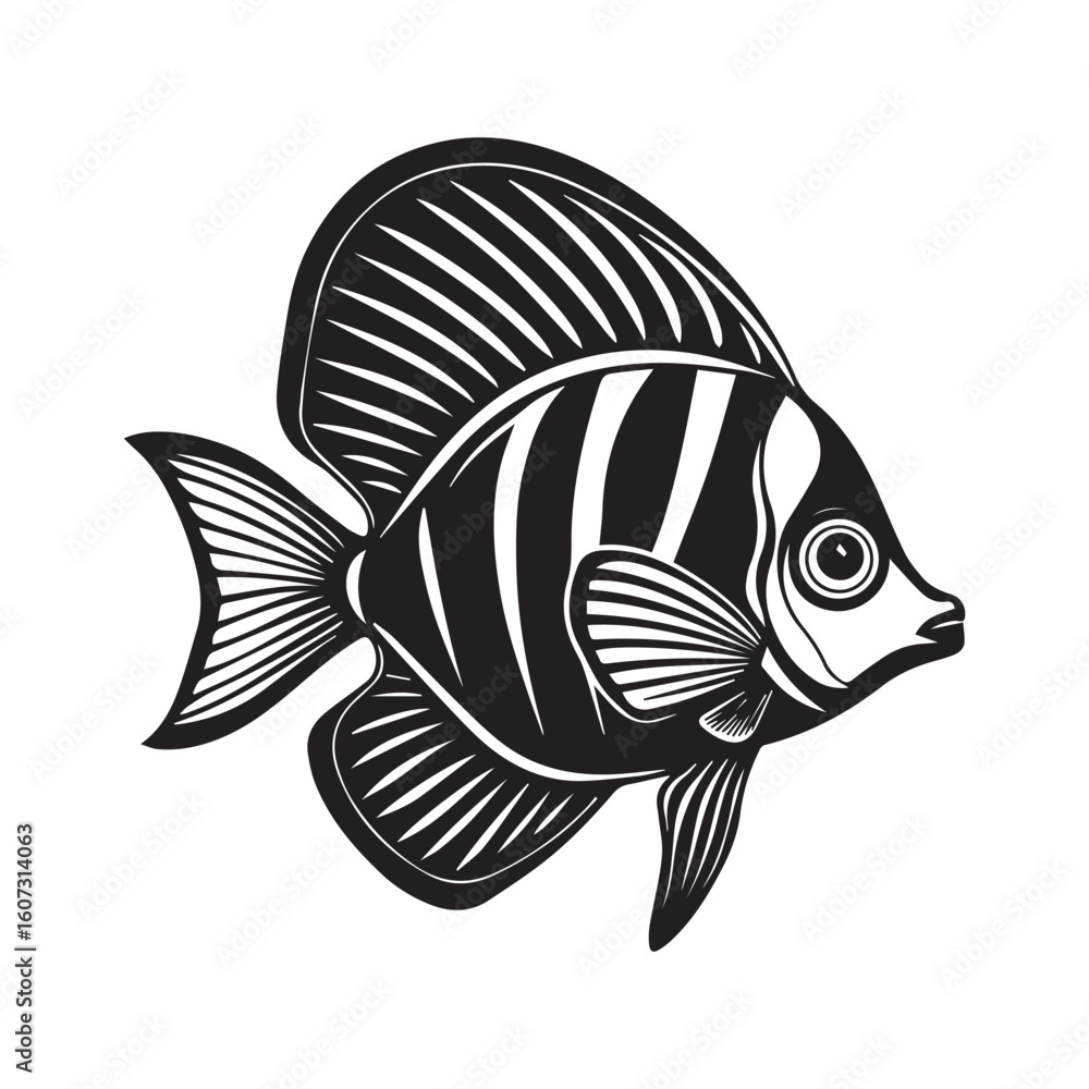 Obraz premium Angel fish silhouette vector illustration logo sticker