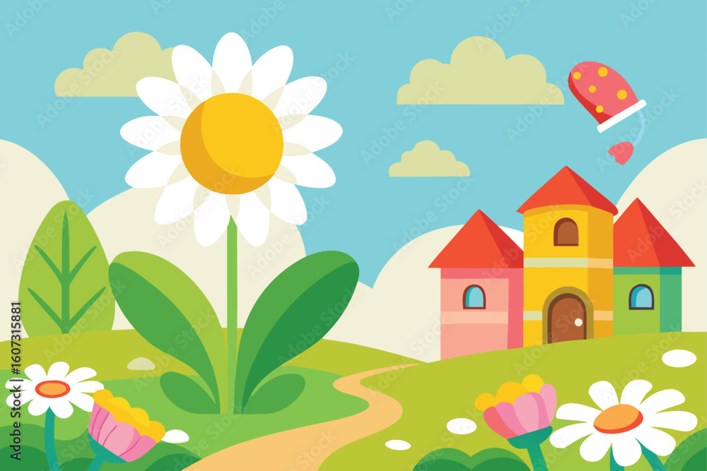 Fototapeta premium spring landscape with houses