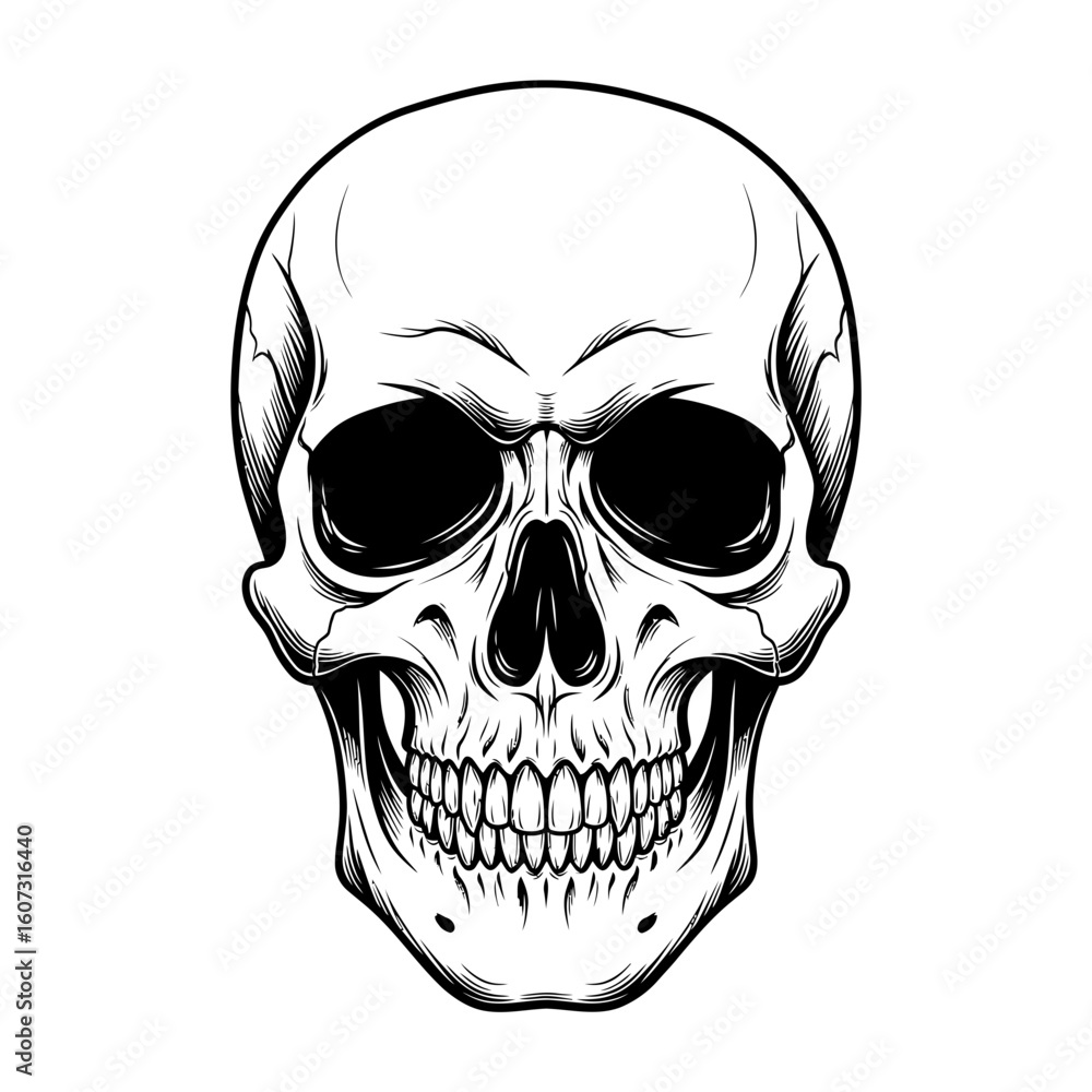 Fototapeta premium A human skull is isolated on white background