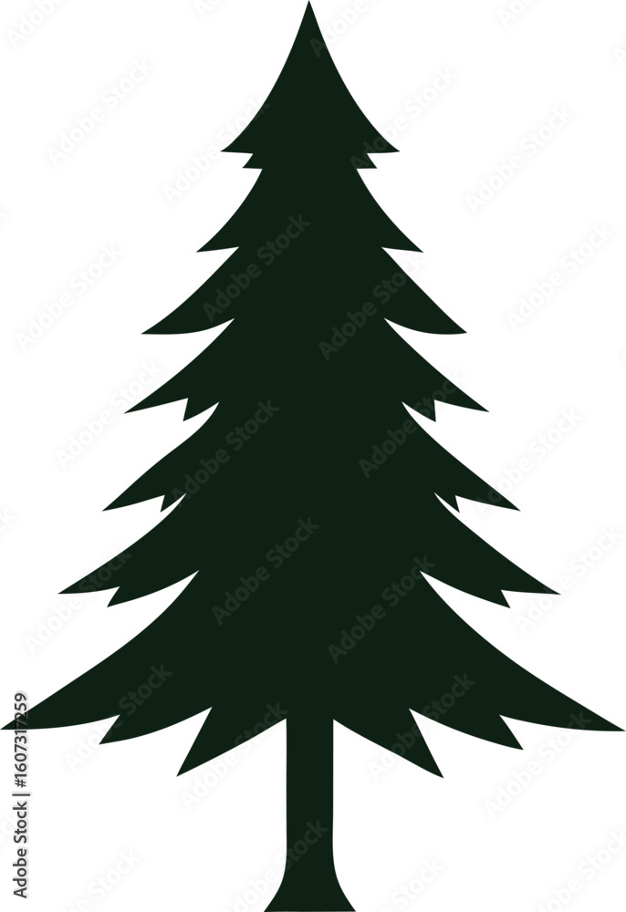 Obraz premium Simple pine tree silhouette with minimal clean design Vector illustration