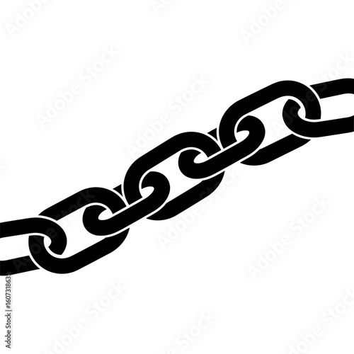 A black chain link isolated on white background represents connection and security