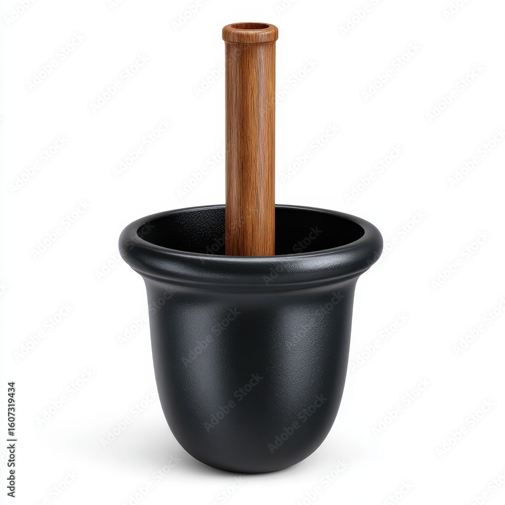 Antique mortar and pestle with wooden pestle isolated on white background Antique mortar and pestle with wooden pestle isolated on white background