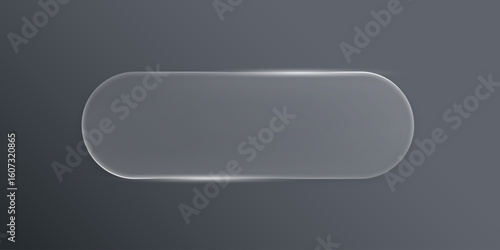 3D modern rounded rectangular elements in the style of liquid glass and glossy surface. User interface element for ui ux design. Glass morphism. Transparent frames and buttons. Vector illustration.