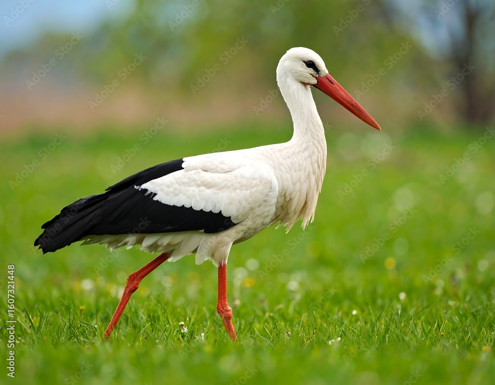Fototapeta premium Stork in a meadow