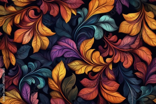 Ornate autumn leaves pattern (1)