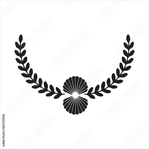 Floral Laurel Emblem Design Vector Illustration

