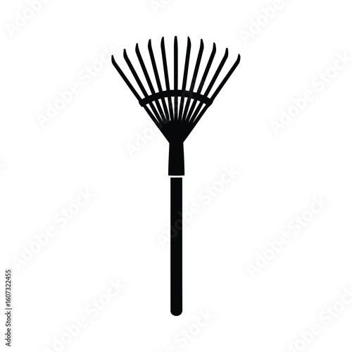Black silhouette of a fan rake on a white background