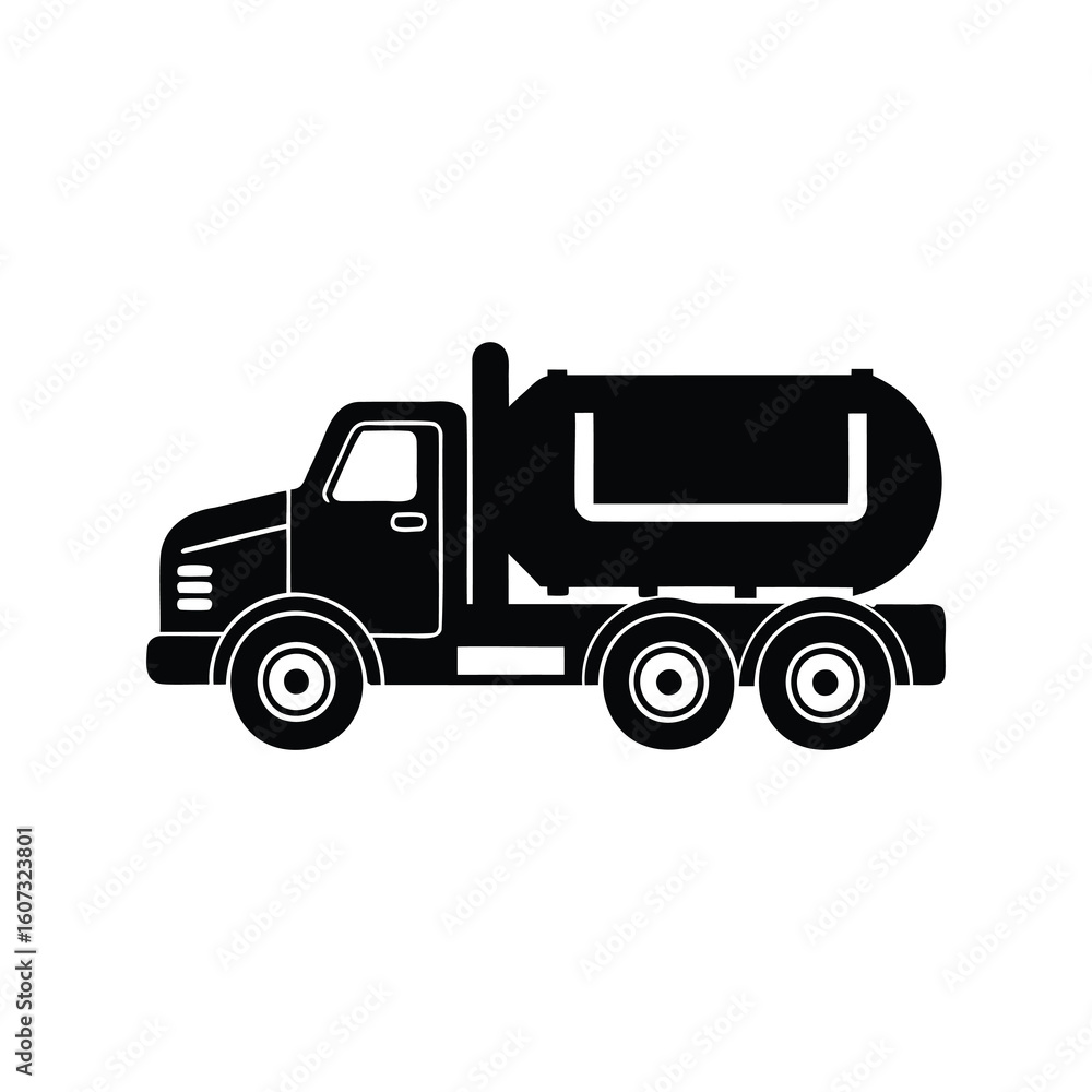 Silhouette illustration of a tanker truck for transportation and logistics Silhouette illustration of a tanker truck for transportation and logistics