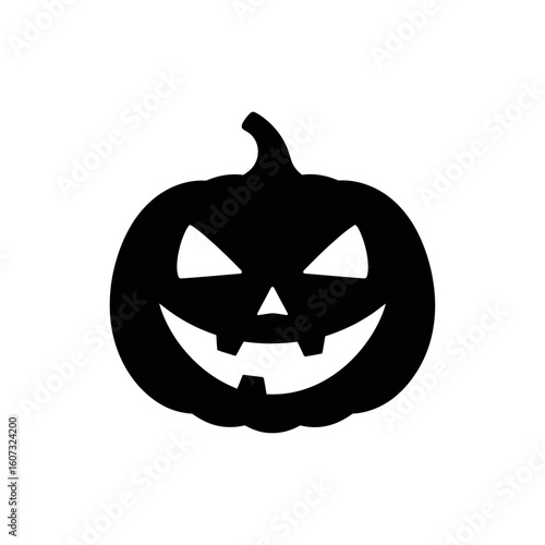 A spooky jackolantern silhouette isolated on white background