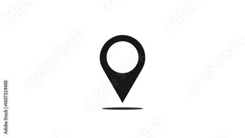 Clean and modern vector graphic of a black location pin icon, set against a plain white background.