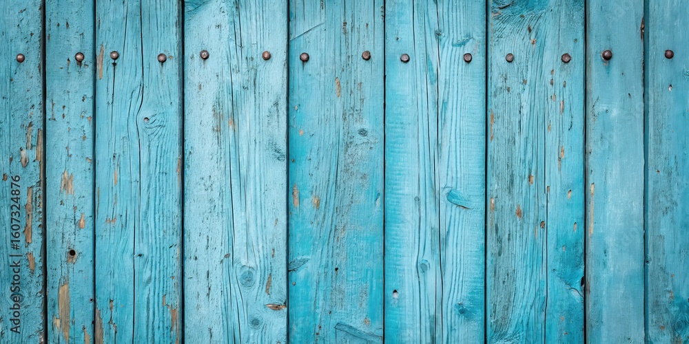 Fototapeta premium Rustic Blue Wooden Wall with Nails Texture, wood , background