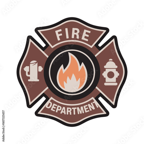 Fire Department Maltese Cross Emblem vector illustration on white background