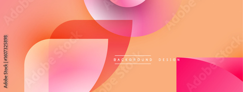 Abstract gradient background. Soft pinks, oranges blend smoothly. Minimalist design, modern aesthetic. Simple shapes overlap creating visual interest.