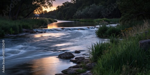 Sunset River Flow Long Expo...