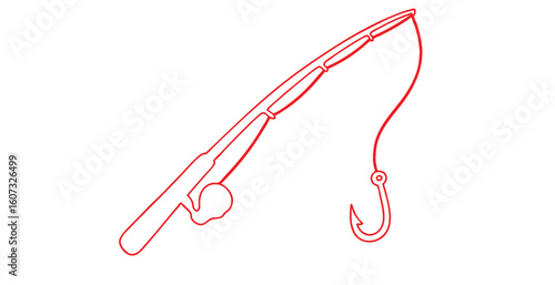 Red fishing rod vectors