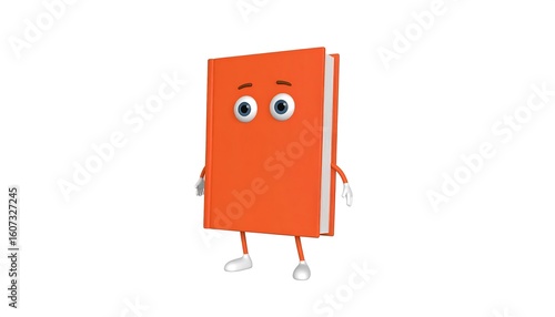 Orange book character with expressive eyes