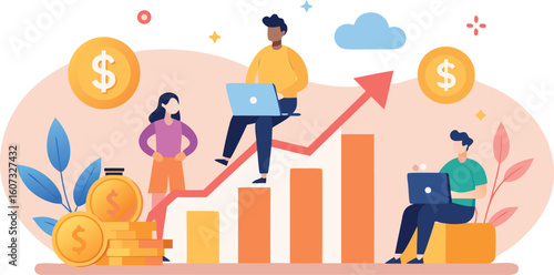 Online Meeting with Colleagues with Speech Bubbles on Transparent Background