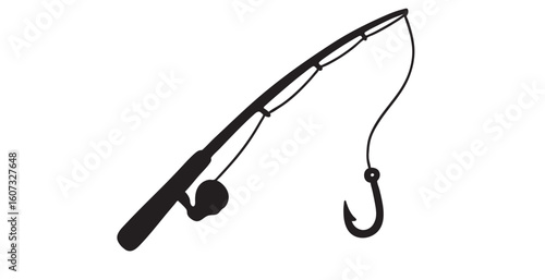 Black fishing rod vectors