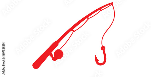 Red fishing rod vectors