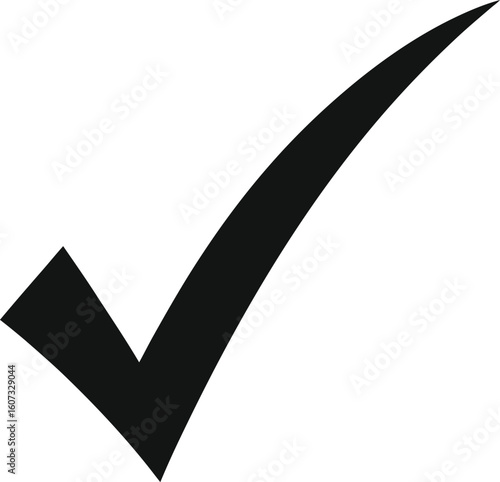 Black check mark symbol on a white background tick correct