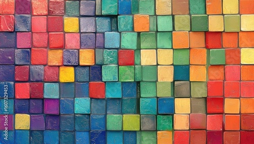 Colorful mosaic of square tiles