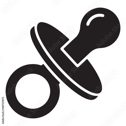 Simple Black and White Baby Pacifier Icon Calm Comfort and Care for Infants and Toddlers Illustration