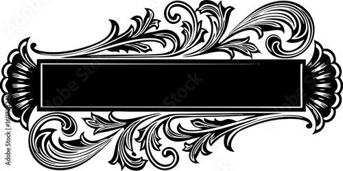 Vector Elegant vintage ornate frame with swirling floral scrollwork for sophisticated text placement and branding