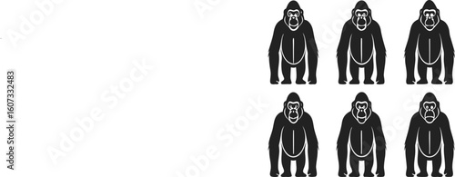 Black primate silhouettes bundle