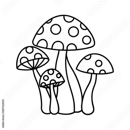 whimsical forest mushrooms coloring page design