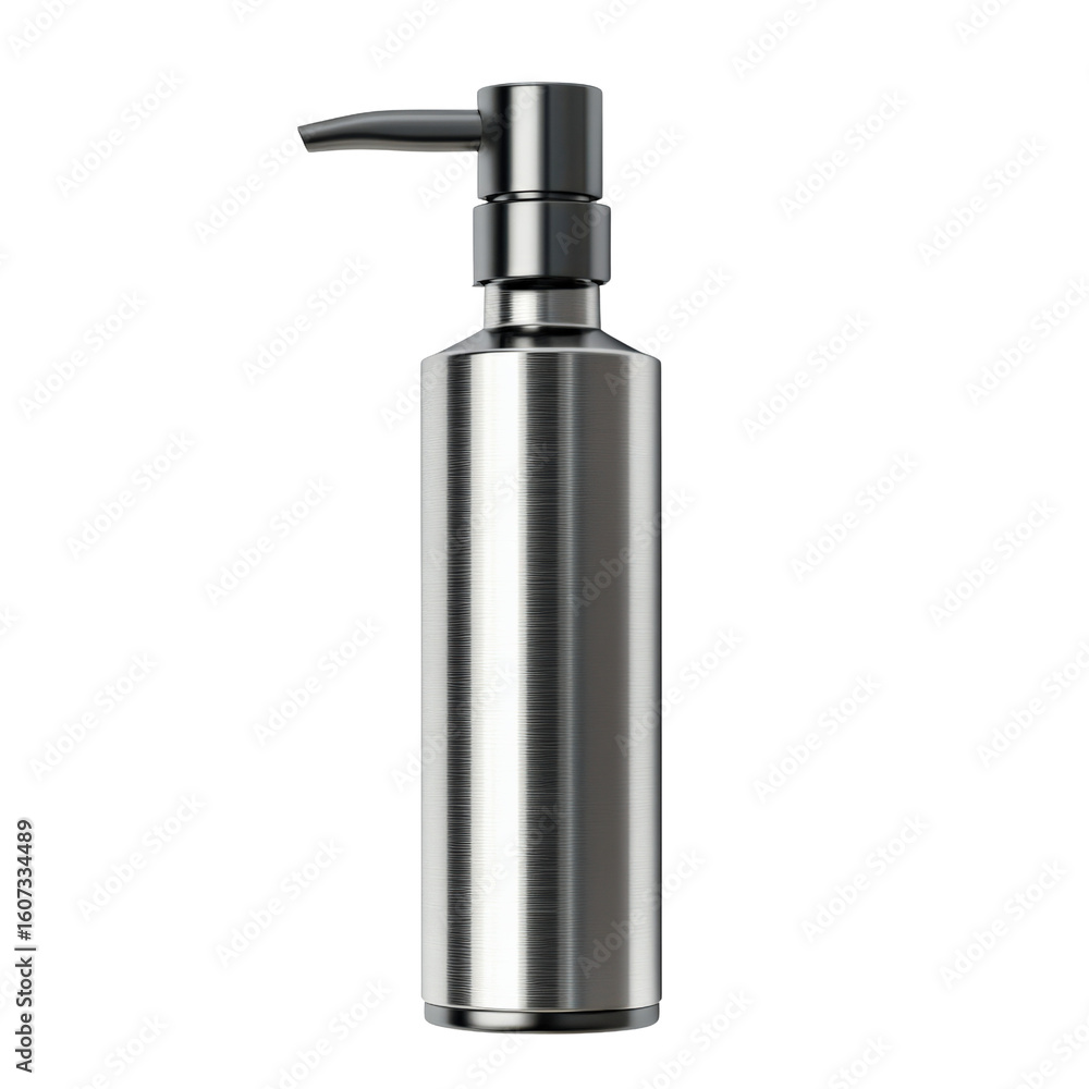 Obraz premium Stainless steel soap dispenser with pump on transparent background