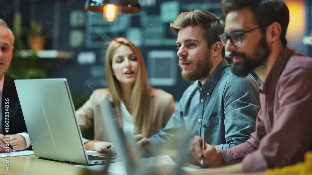 Diverse professionals collaborating in modern office conference room Diverse professionals collaborating in modern office conference room