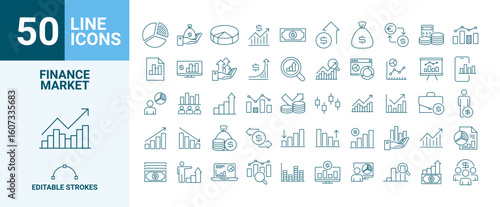 50 Editable Finance Market Line Icons