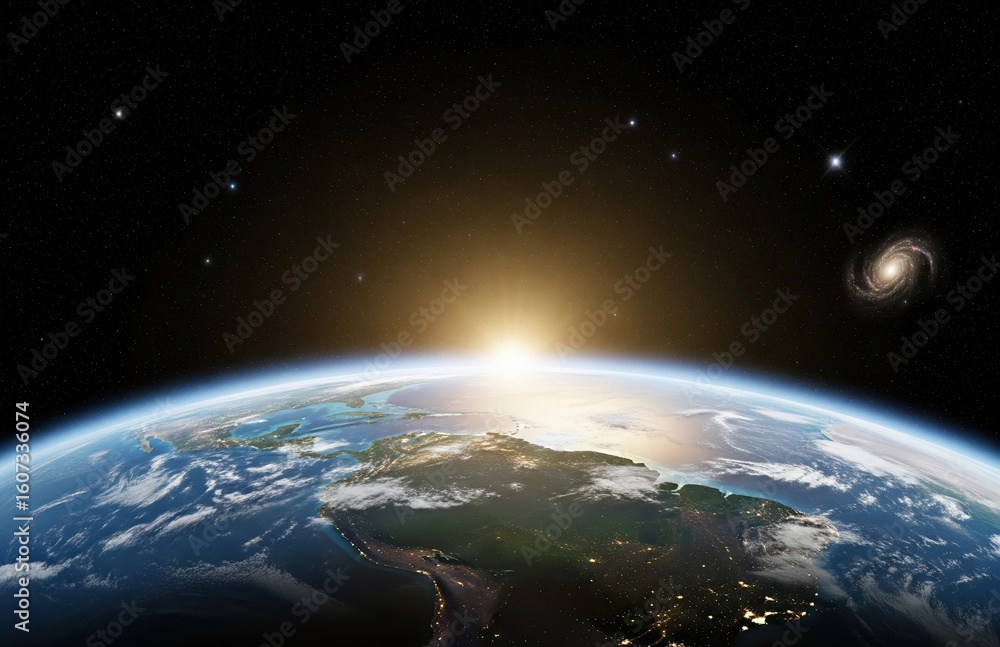 Obraz premium Green-blue Earth floats in cosmic vastness