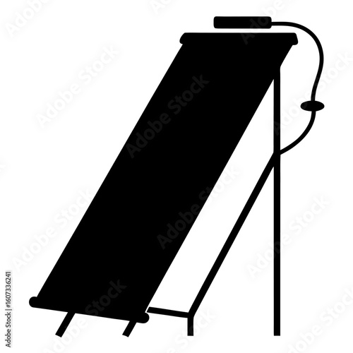 Simple silhouette of a solar water heater isolated on white background