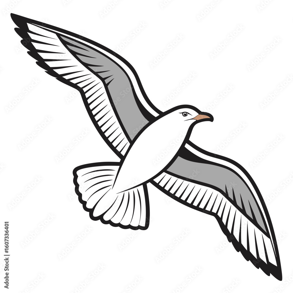 Obraz premium Seagull flying with this vibrant summer-themed AI vector design, perfect for tropical and beach-inspired digital projects.