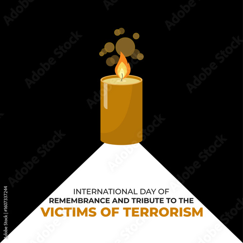 International Day of Remembrance and Tribute to the Victims of terrorism. 21 August. Holiday concept. Template for background with banner, poster and card. Vector illustration.
