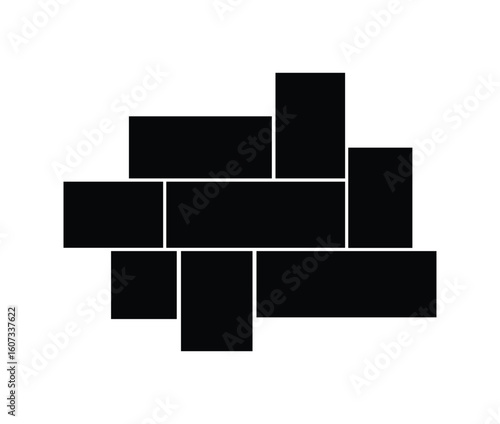 Asymmetrical 8 photo collage vector illustration.. Collage template for picture album presentation. interior photo presentation by collage