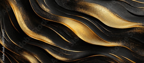 Abstract gold and black wavy texture