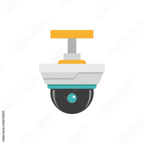 Flat Color Icon of Security CCTV Camera with Mount