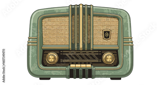 Vintage green and gold radio evokes nostalgia for classic audio technology