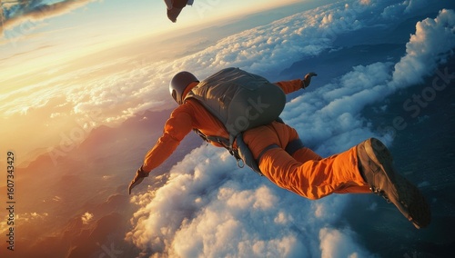 Wallpaper Mural Skydiver above clouds at sunset Torontodigital.ca