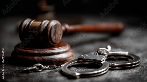 The gavel and handcuffs of justice