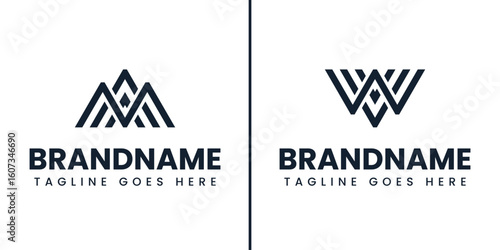 Letters MA MAA WV WVV Monogram Logo, for MA AM MAA AMA AAM WV VW WVV VWV VVW initials