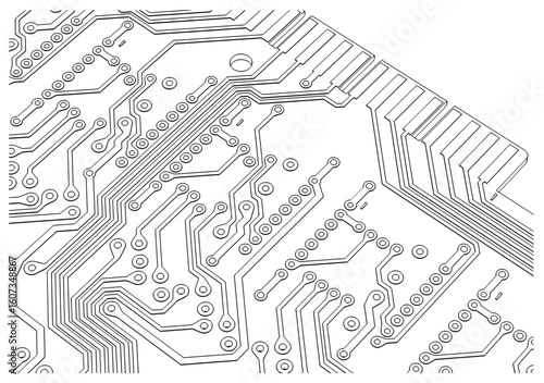 Circuit board close up illustration