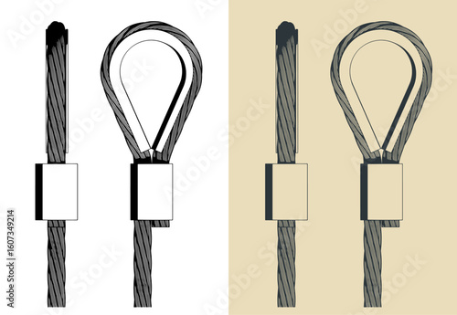Wire Rope with pressed connector and thimble
