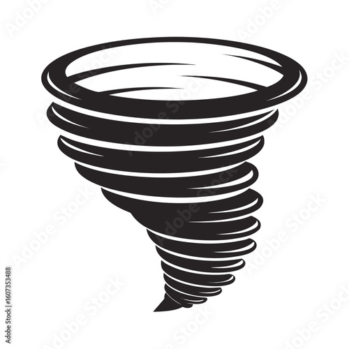 Black tornado vector graphic with swirling motion on white background storm weather