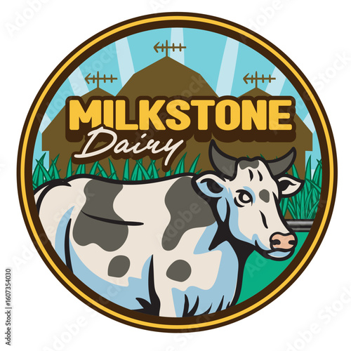 Retro Mascot Logo of Cow Farm
