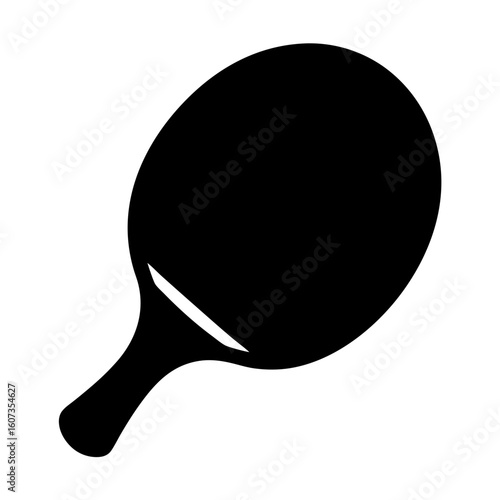 Simple black silhouette of a ping pong paddle ready for table tennis
