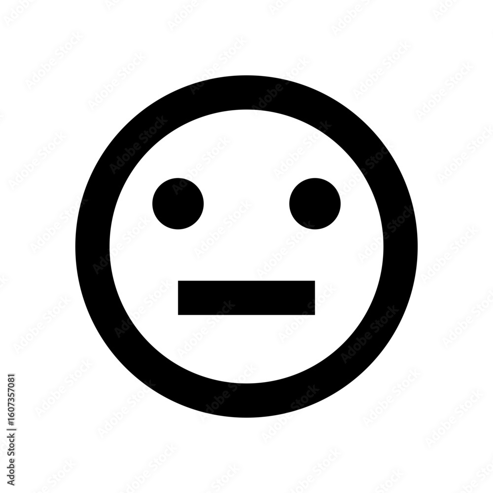 Fototapeta premium Neutral face icon, outline normal emoji for feedback and reviews