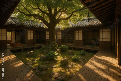 Sun-Dappled Zen Courtyard
